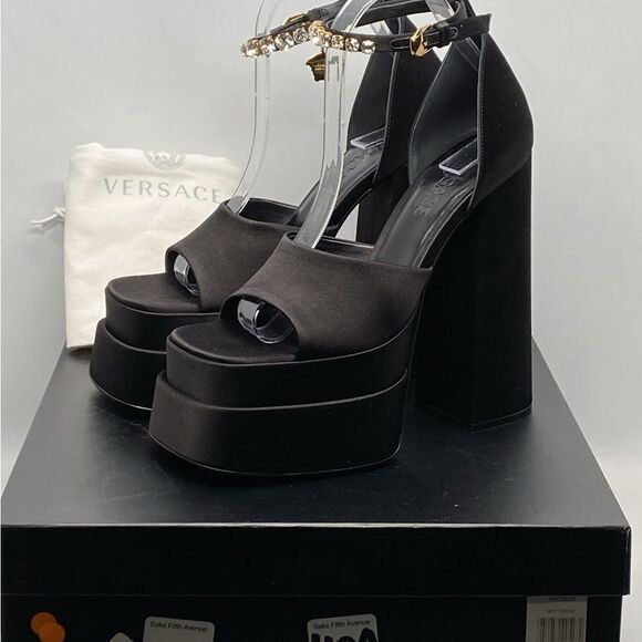 Versace Medusa Crystal Ankle-Strap Platform Sandals - Picture 14 of 15